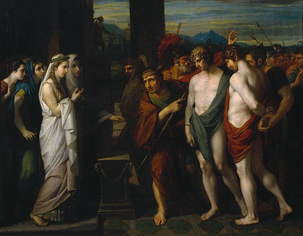 Pylade et Oreste conduits comme victimes devant Iphigénie - Peinture classique