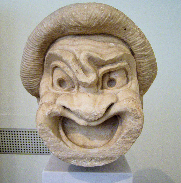 Illustration d'un masque de comédie grecque antique