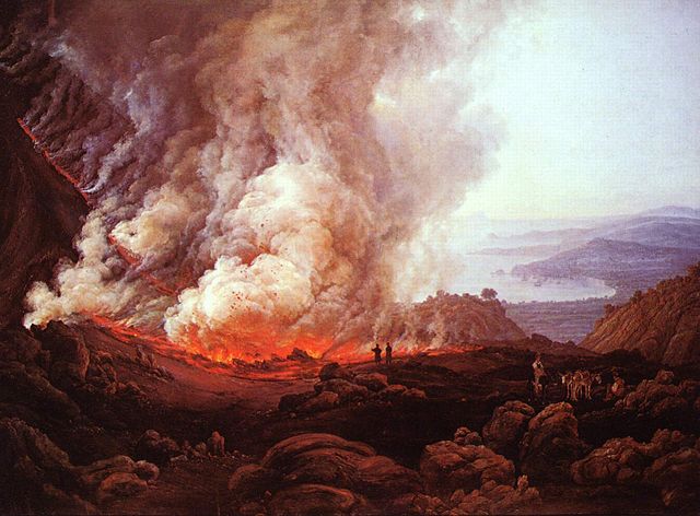 Peinture représentant l'éruption du Vésuve en 79 apr. J.-C.
