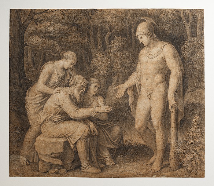 Illustration d'Œdipe affrontant son destin à Colone