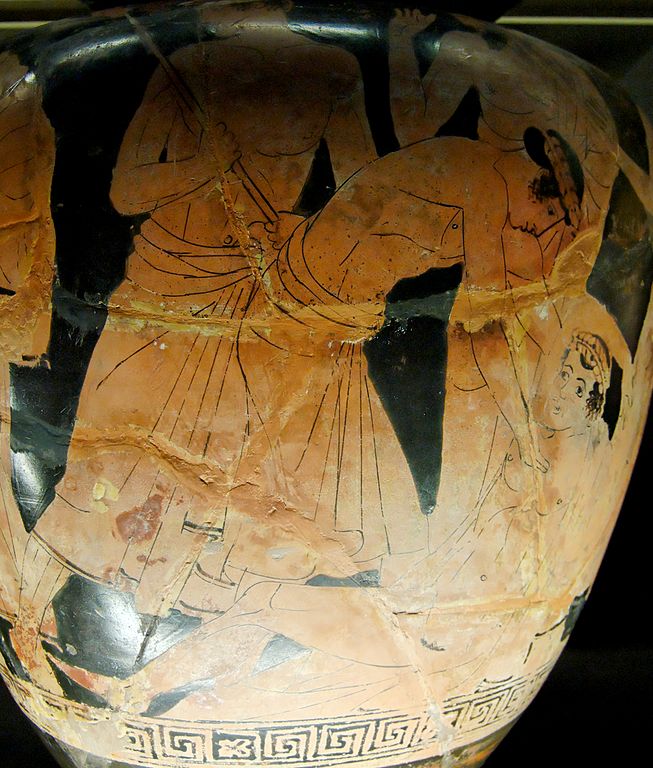 Philoctète représenté sur un vase grec antique d'Hérmonax