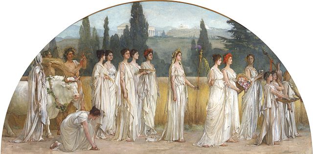Peinture de Francis Davis Millet représentant des femmes célébrant les Thesmophories