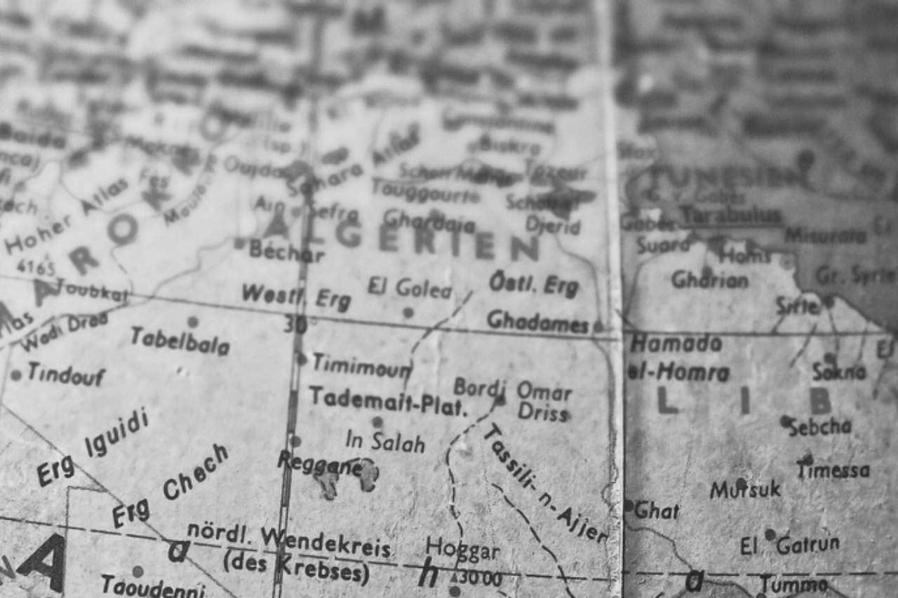 L'État d'Algérie sur une carte de l'Afrique