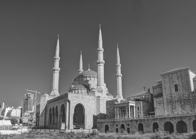 Vue extérieure de la mosquée Mohammad Al-Amin à Beyrouth, Liban