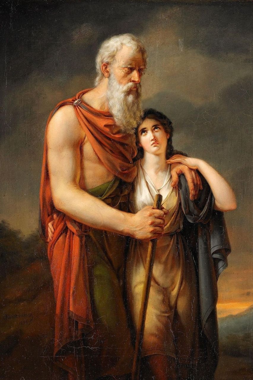 Antigone et Œdipe errant après leur exil de Thèbes