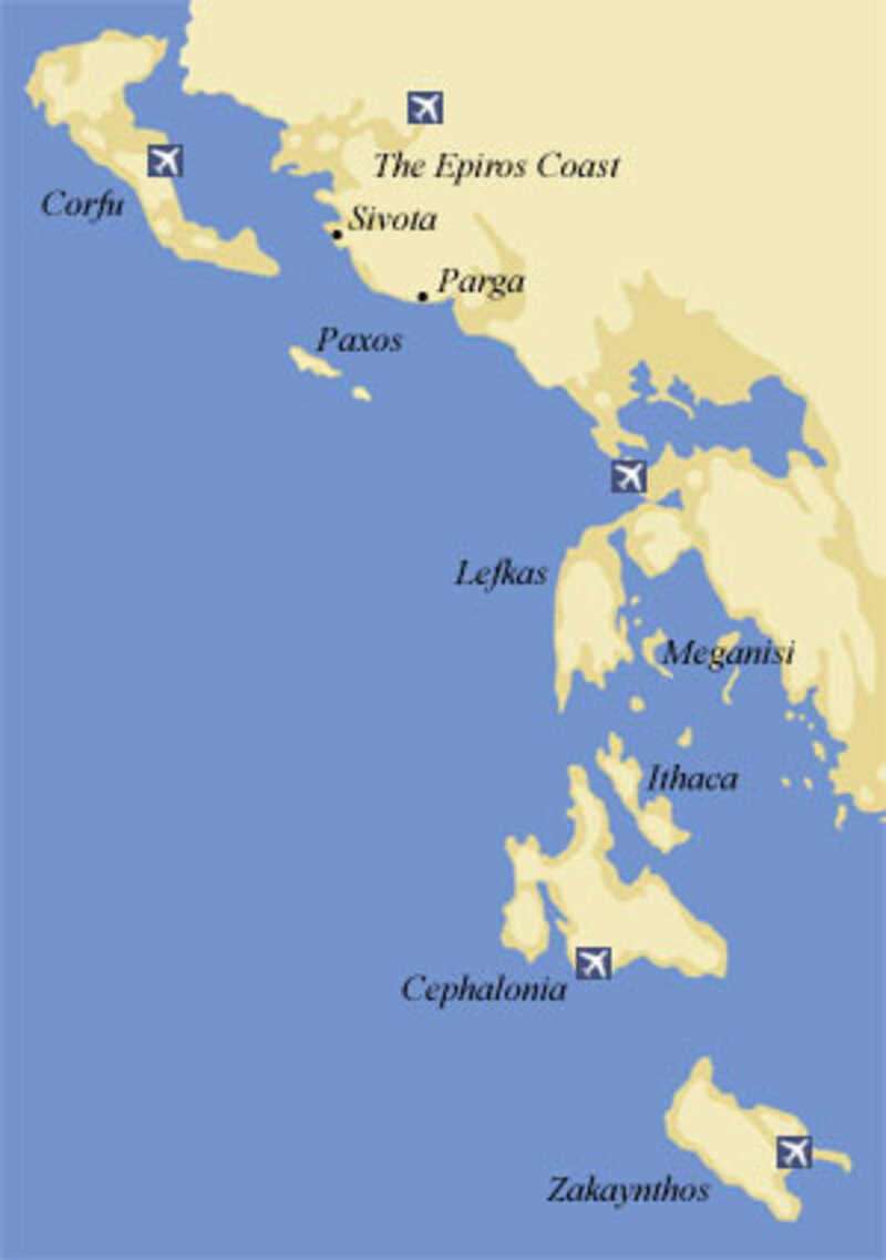Carte des îles de la mer Ionienne