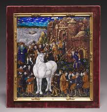 Peinture classique représentant le cheval de Troie